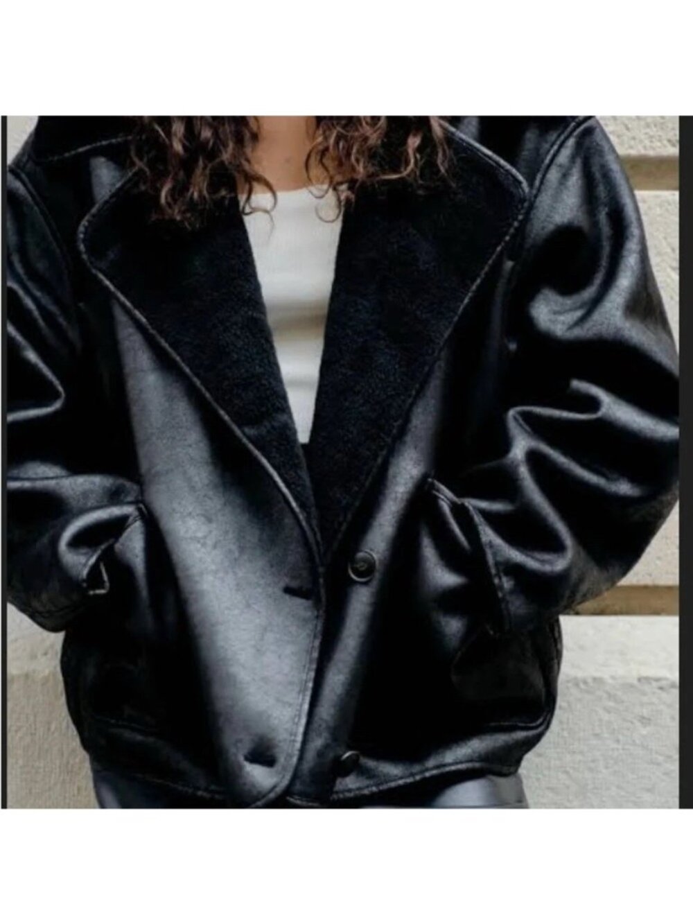 Zara Women’s faux leather shearling Jacket Coat Teddy Oversized XXS NWT
